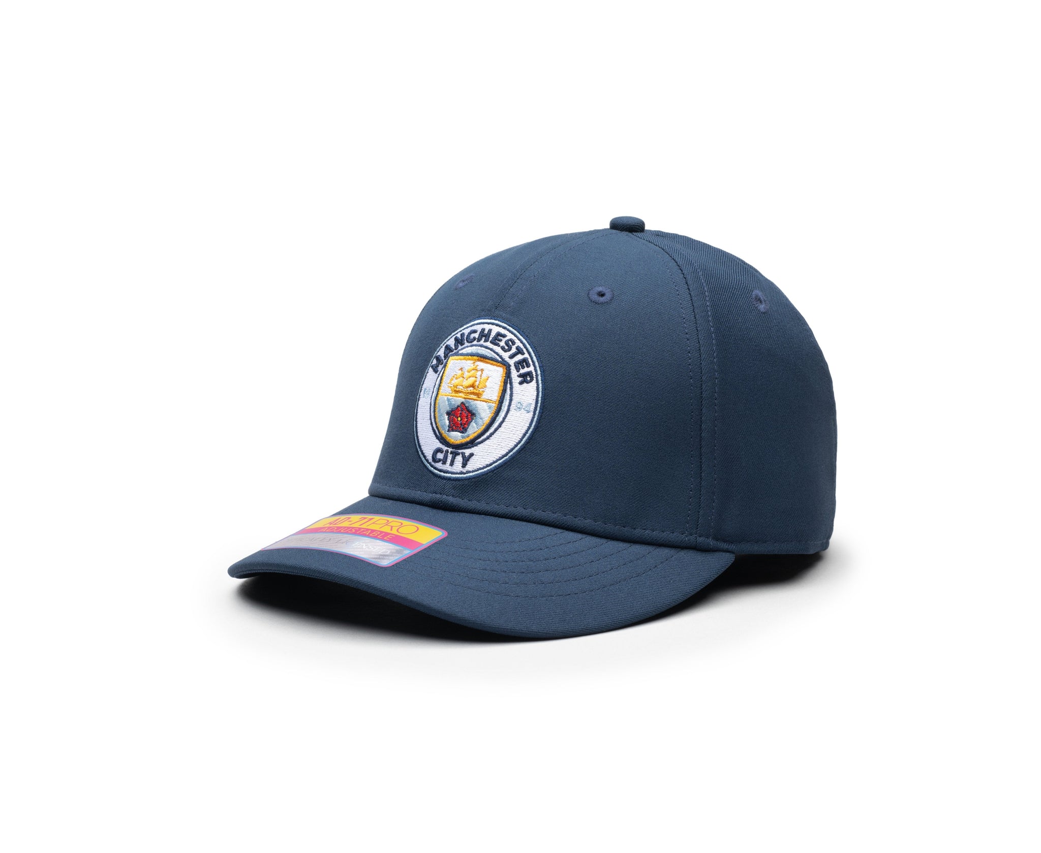 Manchester City Standard Adjustable hat with mid crown, curved peak brim, and adjustable closure.