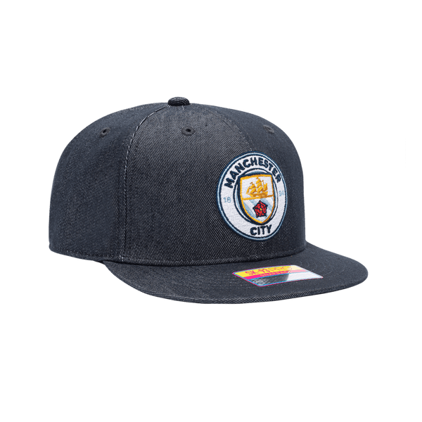 Manchester City 541 Snapback with high crown, flat peak brim, and snapback closure, in Navy